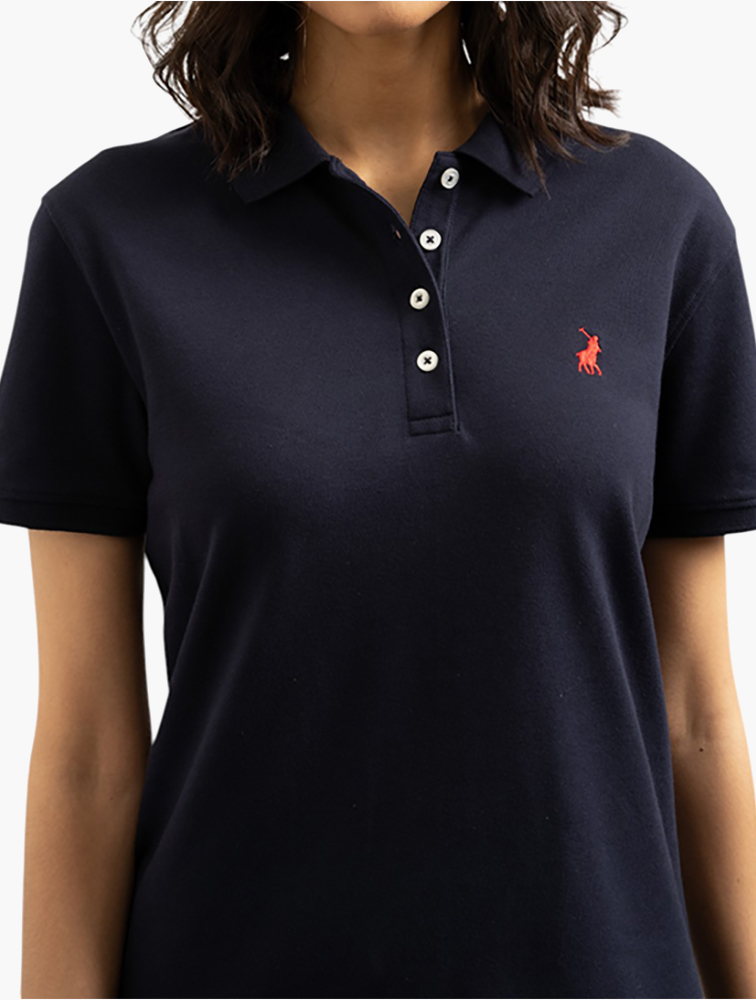 MyRunway | Shop Polo Navy Logo Short Sleeve Golfer for Women from