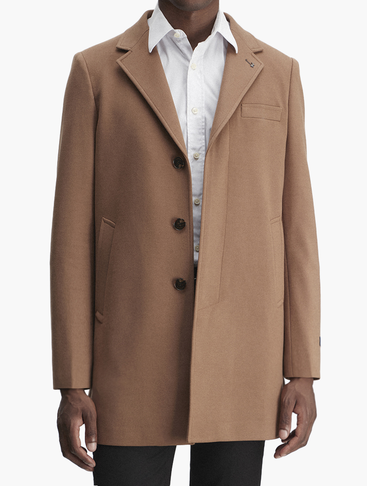 ジャケット・アウター OVERCOAT Melton Notch Coat MyRunway | Shop Polo Camel Melton Notch Long Sleeve Coat for Men